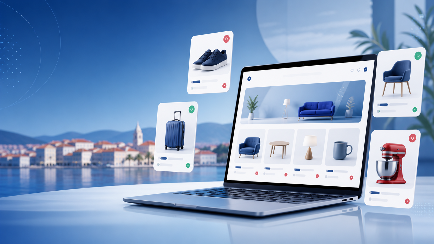 Ilustracija webshopa i produktnih oglasa povodom dolaska Google Shoppinga u Hrvatsku